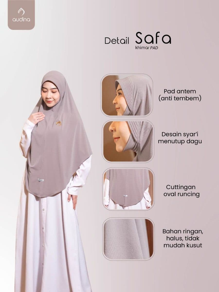 Jilbab Dewasa Safa Khimar Pad By Audina