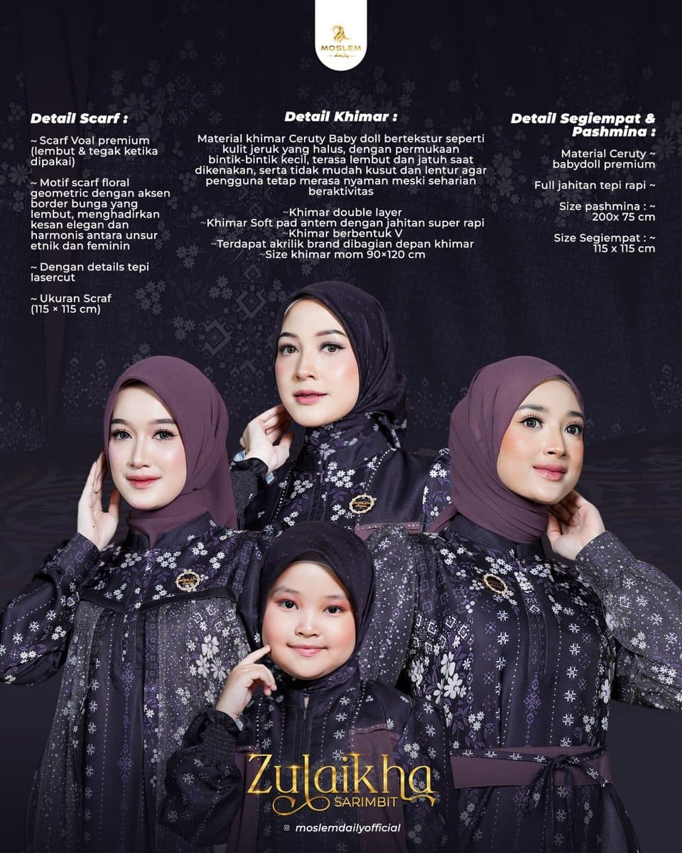 Jilbab Anak Scarf Zulaikha By Moslem Daily