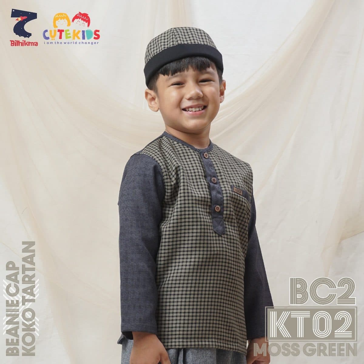 Koko Anak Tartan + Beanie Cap By Cutekids