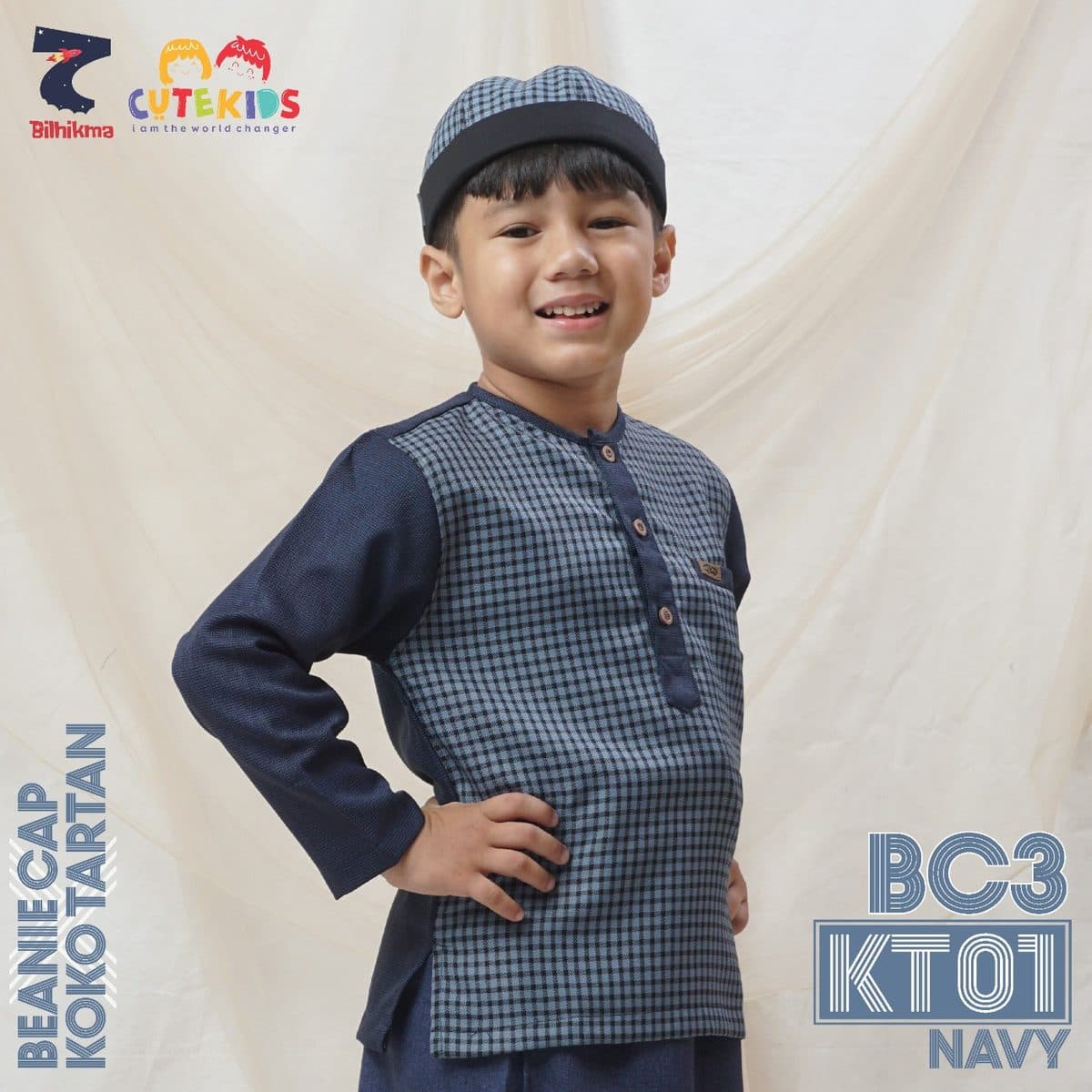 Koko Anak Tartan + Beanie Cap By Cutekids