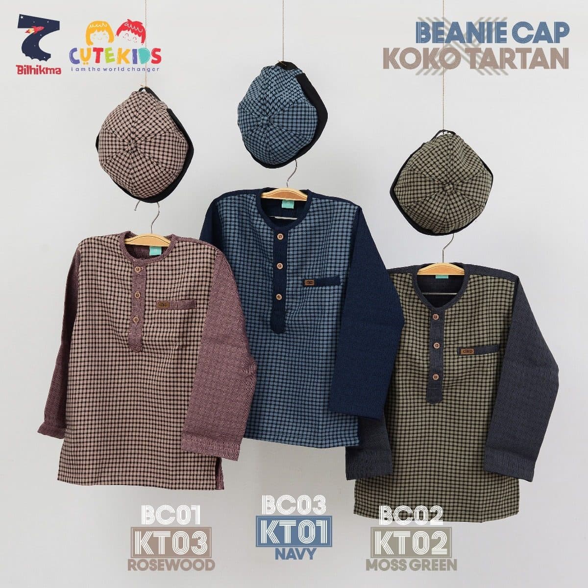 Koko Anak Tartan + Beanie Cap By Cutekids