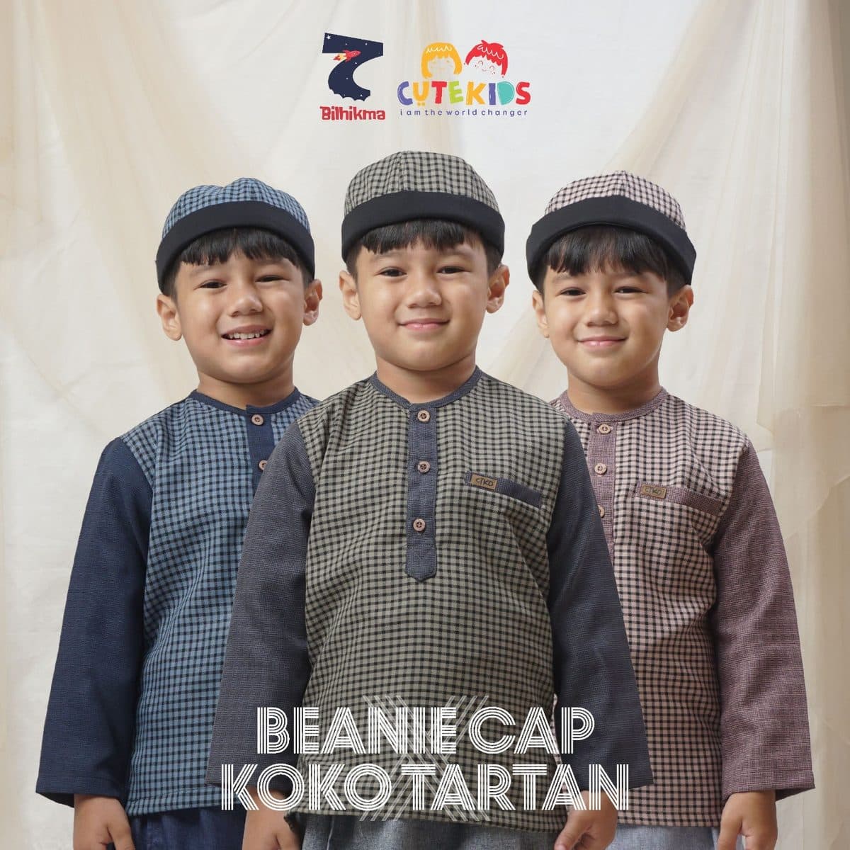 Koko Anak Tartan + Beanie Cap By Cutekids