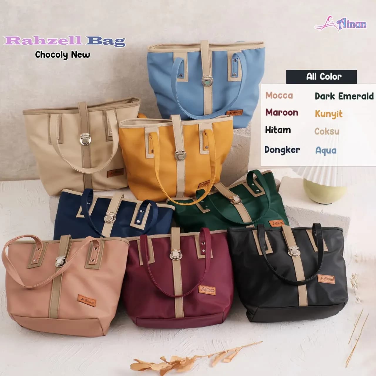 RAHZELL BAG, ALINA TOTEBAG, POUCH MARLIN, GANCI LILAC ALPHABET