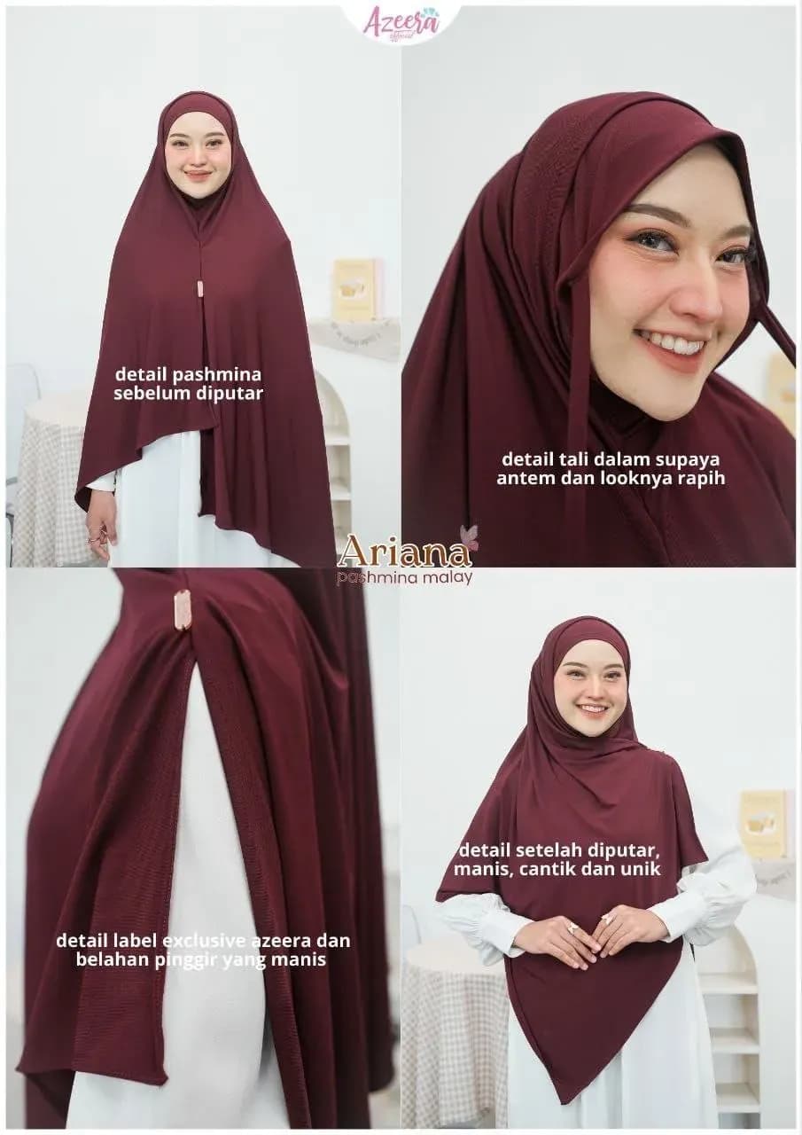 Jilbab Dewasa Ariana Pashmina Malay By Azeera