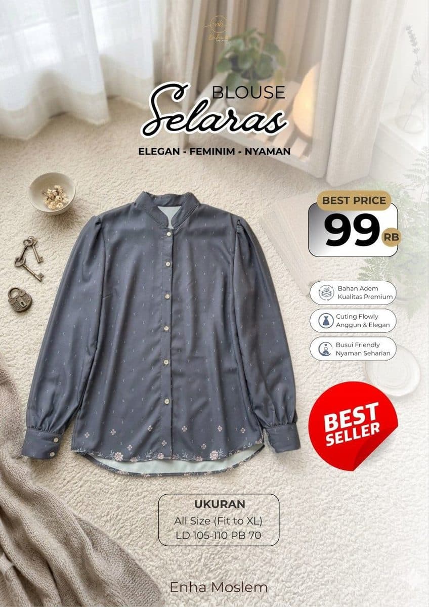 Atasan Wanita Blouse Selaras By Enha Moslem