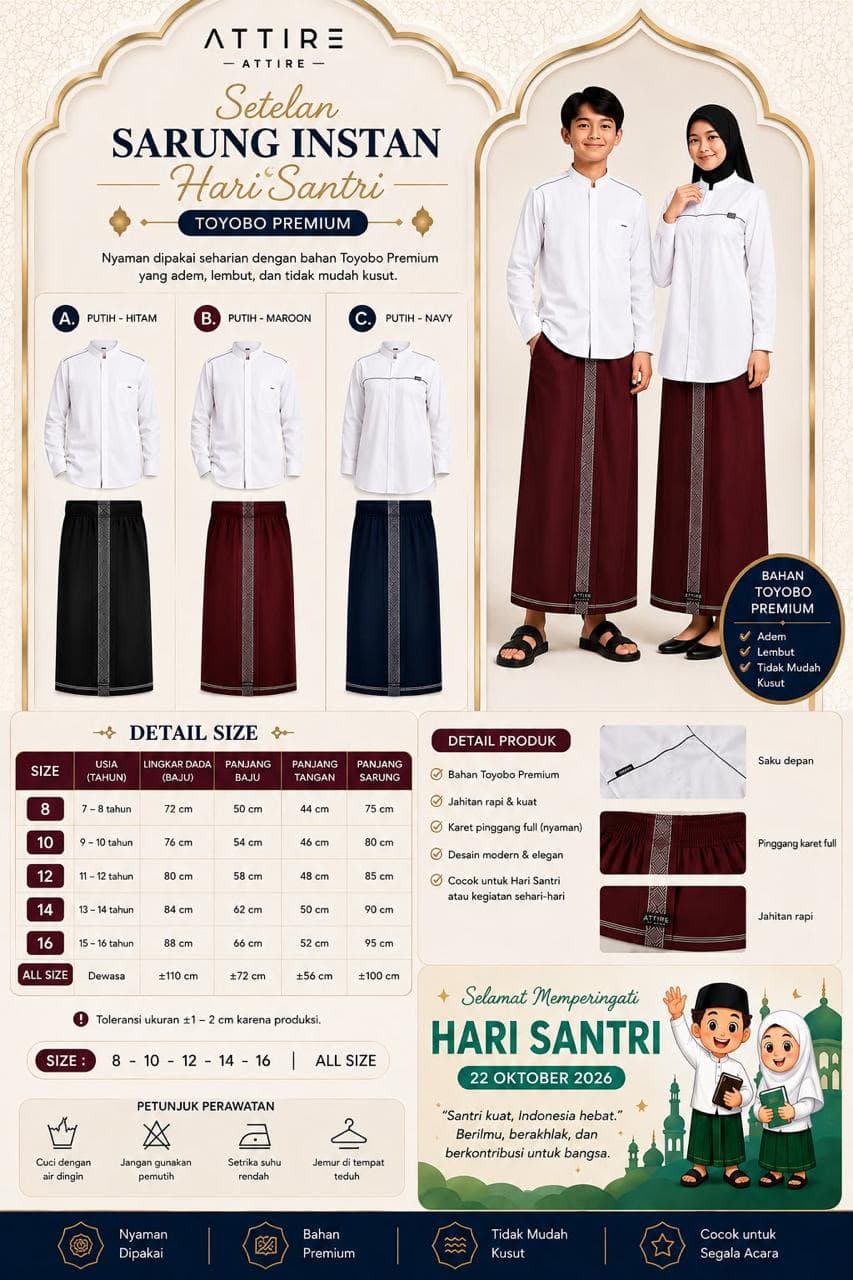 Setelan Sarung Instan Hari Santri by Attire