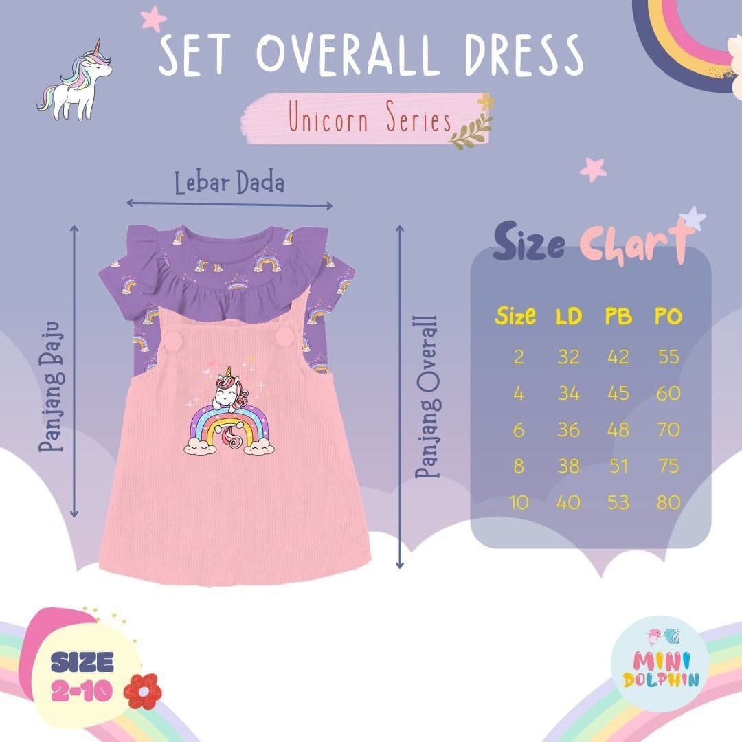 Setelan Overal Dress Unicorn By Minidolpin