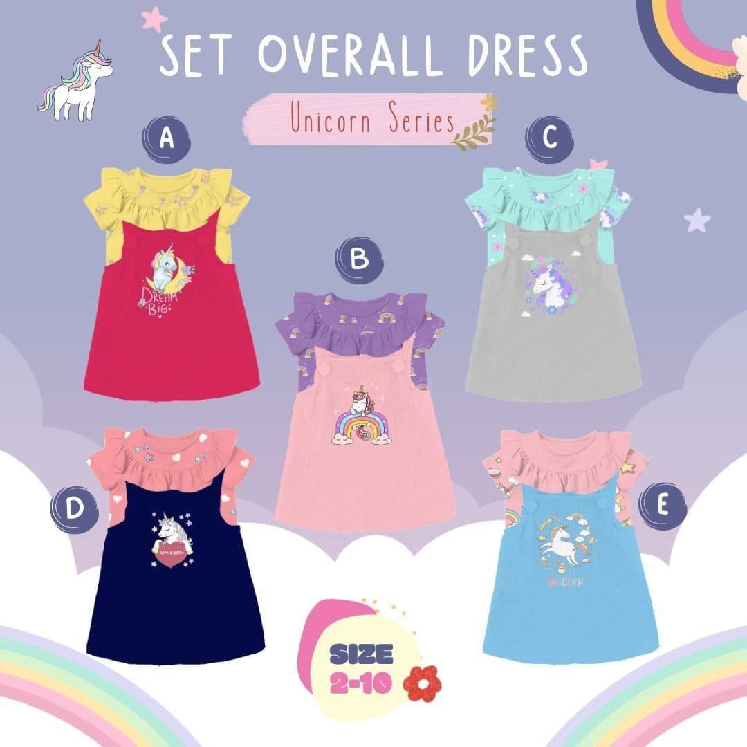 Setelan Overal Dress Unicorn By Minidolpin