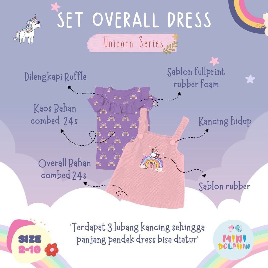 Setelan Overal Dress Unicorn By Minidolpin