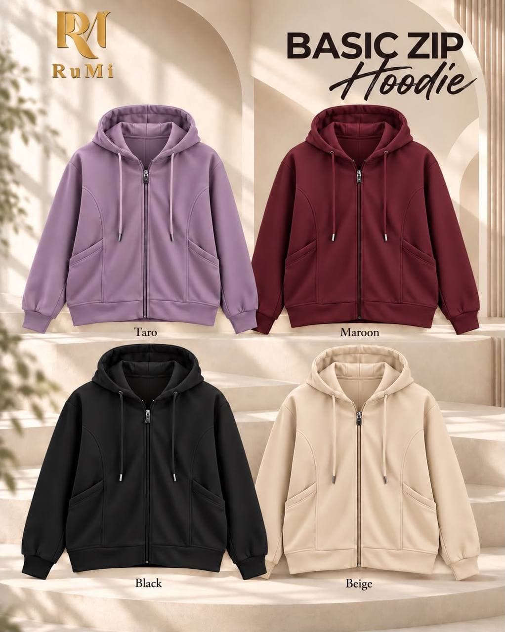 Basic Zip Hoodie by Rumi BBK
