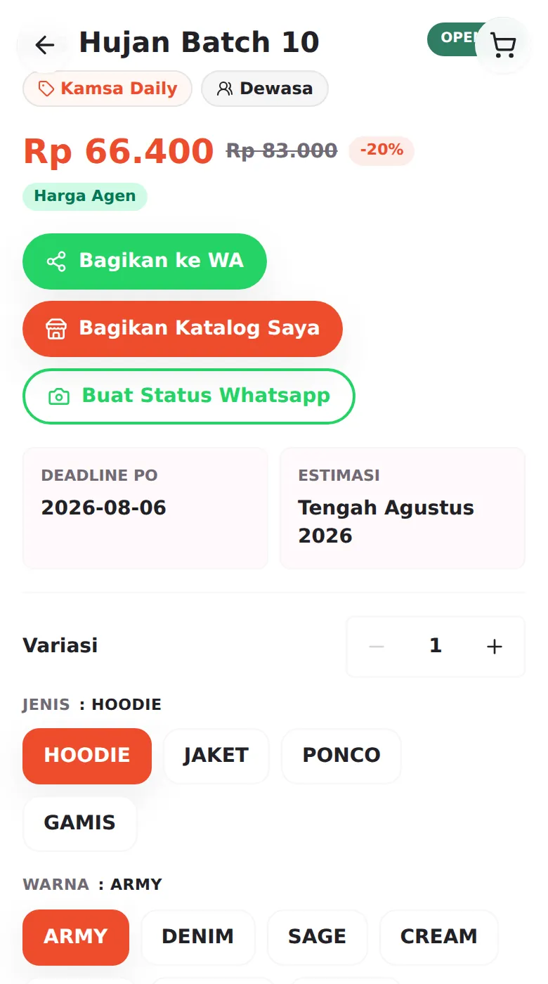 Blok Pilih Variasi — tiap grup variasi dipilih satu per satu